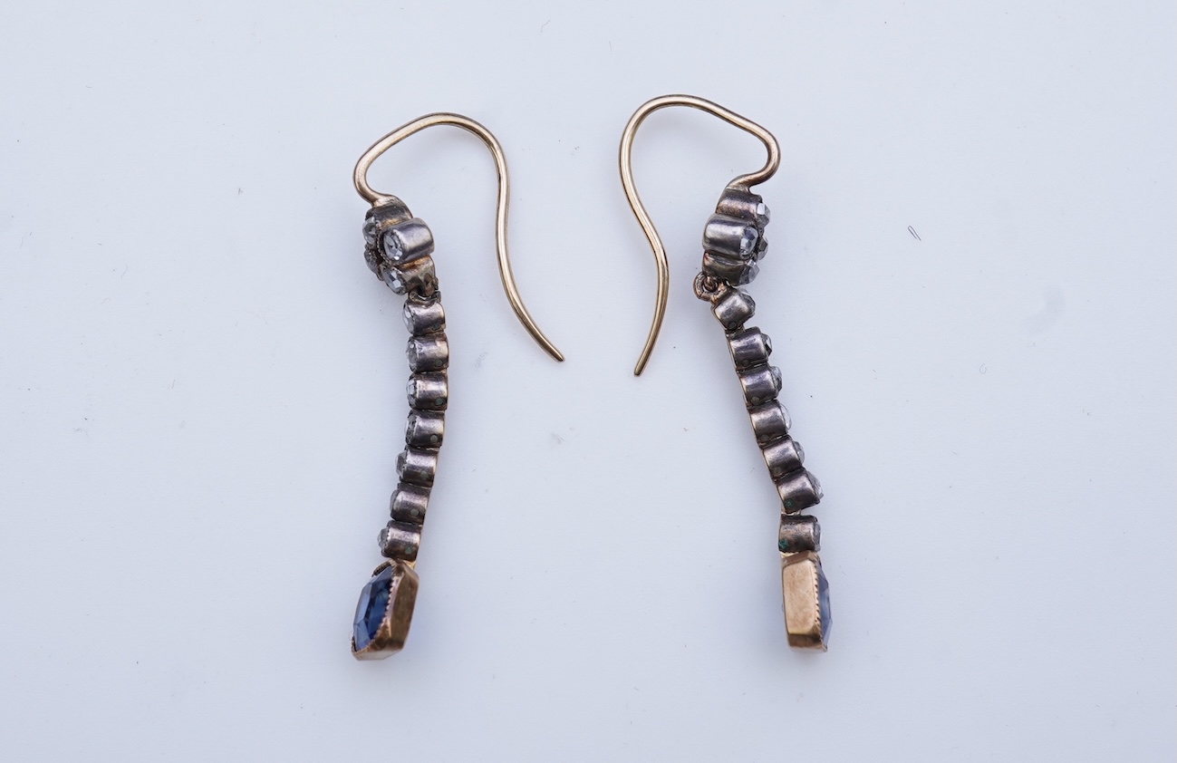 A pair of sapphire and diamond earrings, early 20th century